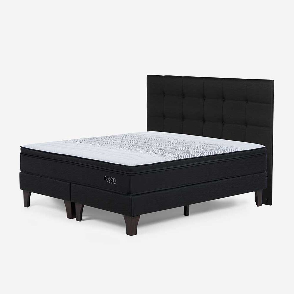 Cama Europea Rosen Base Dividida King Tempo + Respaldo Grafito