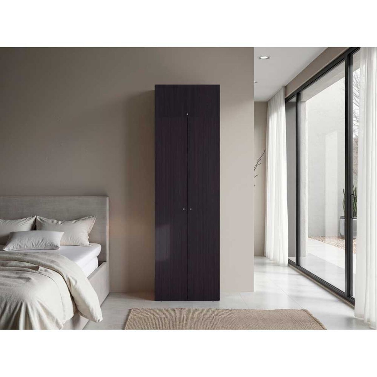 Combo Closet Tuhome 3 Puertas con Colgador + M&oacute;dulo Superior Dreams Wengue