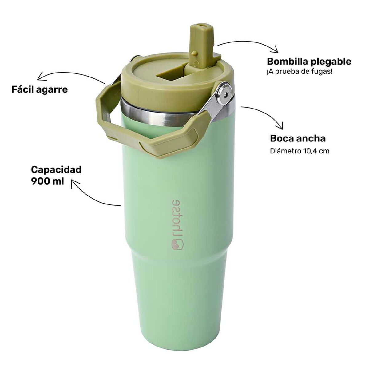 Botella Térmica Insulada Travel Mug 900ml Green Lhotse