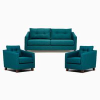 Juego de Living Barra Design Elena Sofá 3 Cuerpos + Dos Sillones 1 Cuerpo Petróleo