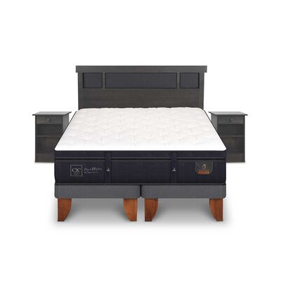 Imagen 1 del producto Cama Europea CIC Base Dividida 2 Plazas Súper Premium + Respaldo + 2 Veladores Dublin