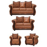 Juego de Living Black Factory Sofia Sofá 3 Cuerpos + Sofá 2 Cuerpos + Dos Sillones 1 Cuerpo Terracota