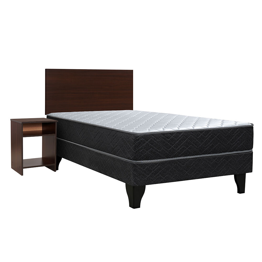 Cama Europea Celta 1,5 Plaza Cádiz + Respaldo + Velador