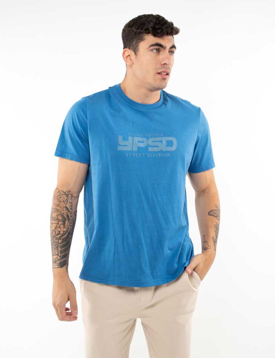 Polera Algodón Con Estampado Manga Corta Hombre Icono