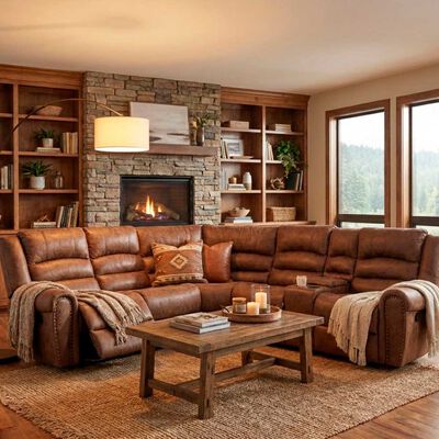 Sof&aacute; Seccional Daniels 5 Cuerpos Caf&eacute;