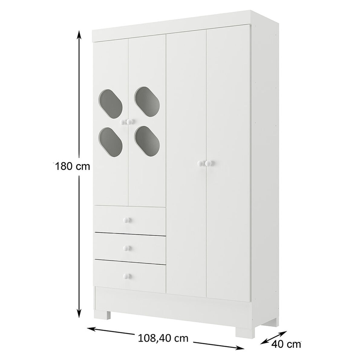 Closet Di Poretti Design Ciranda 3 Cajones 4 Puertas Blanco