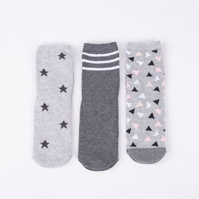 Pack 3 Calcetines Mujer Icono Gris