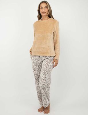 Imagen 2 del producto Pijama de Polar Mujer Portman Club Beige, Damasco