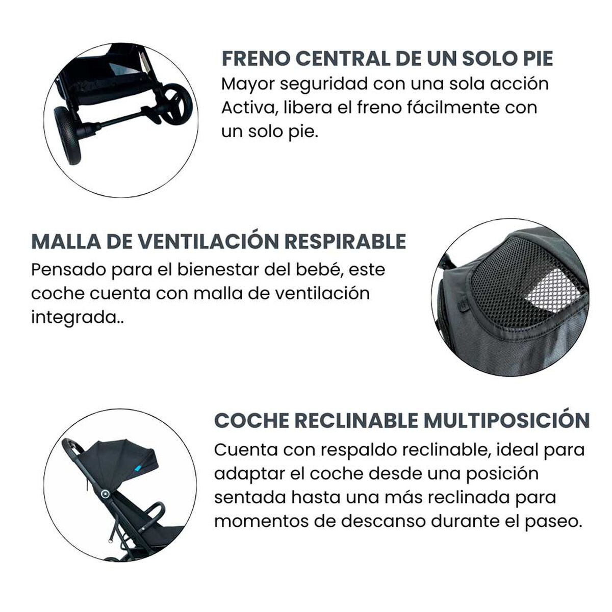 Coche compacto con cierre autom&aacute;tico RS-1337 Negro Bebeglo