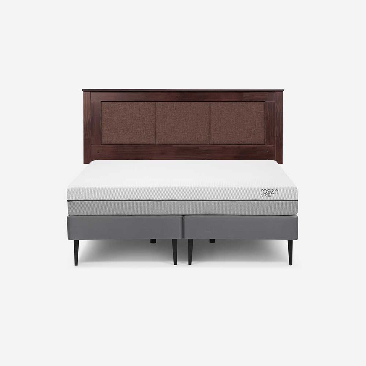 Cama Europea Rosen Base Dividida 2 Plazas Pratta + Respaldo Rachel