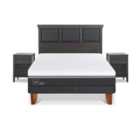 Cama Europea CIC 2 Plazas Ortopedic Advance + Respaldo + 2 Veladores Torino