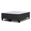 Combo Cama Europea Rosen Base Dividida 2 Plazas Tempo + Respaldo + 2 Veladores Casanova 2 Plazas Naturale Negro