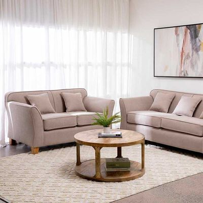 Imagen 2 del producto Juego de Living Almore Turin Tela Sofá 3 Cuerpos + Sofá 2 Cuerpos Beige