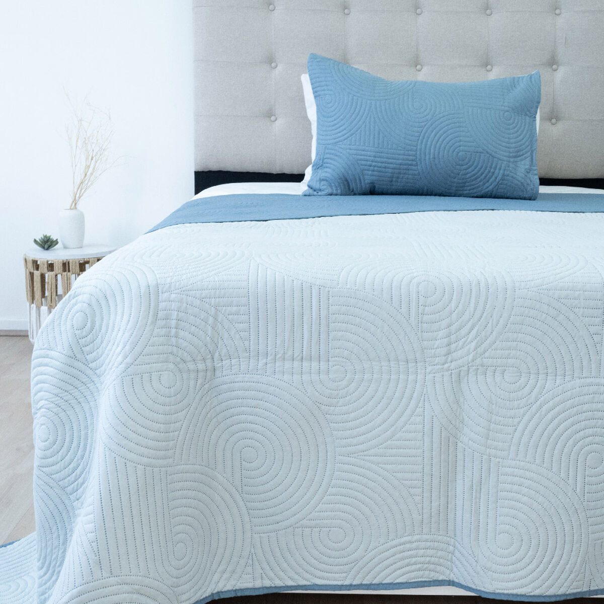 Quilt Doral Hotpress Bi-Color 1,5 Plazas Azul-Gris