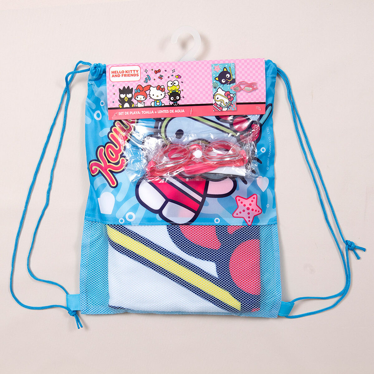 Toalla de Playa Sanrio-Hello Kitty Buceo 70x140 cm + Lentes de Agua y Bolso