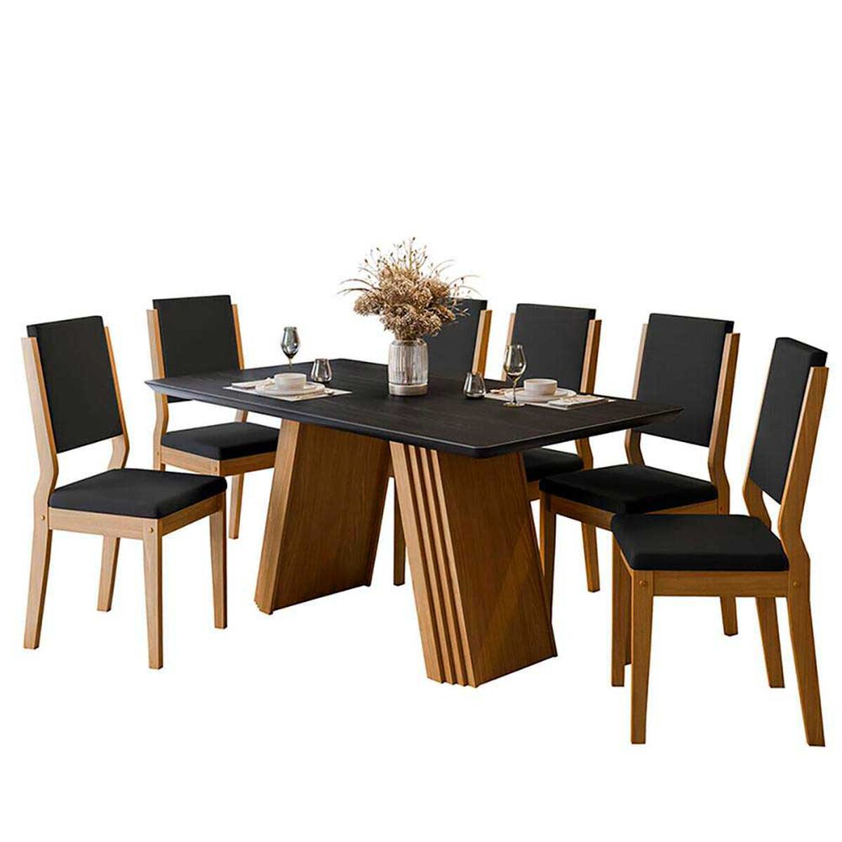 Juego de Comedor VekkaHome Fer 6 Sillas Negro