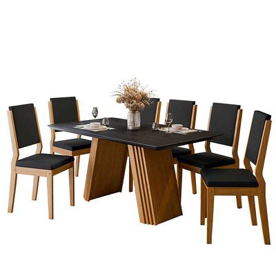Juego de Comedor VekkaHome Fer 6 Sillas Negro