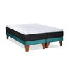 Cama Europea Latam Home Base Dividida 2 Plazas Zen Top Spring Hybrid Velvet Turquesa