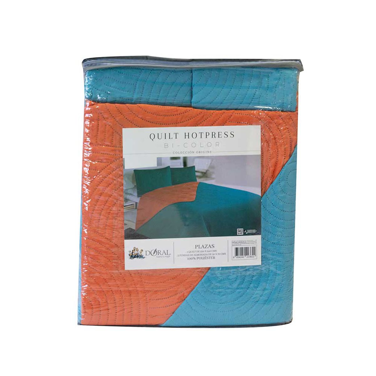 Quilt Bicolor Doral King Origins Calipso Naranjo