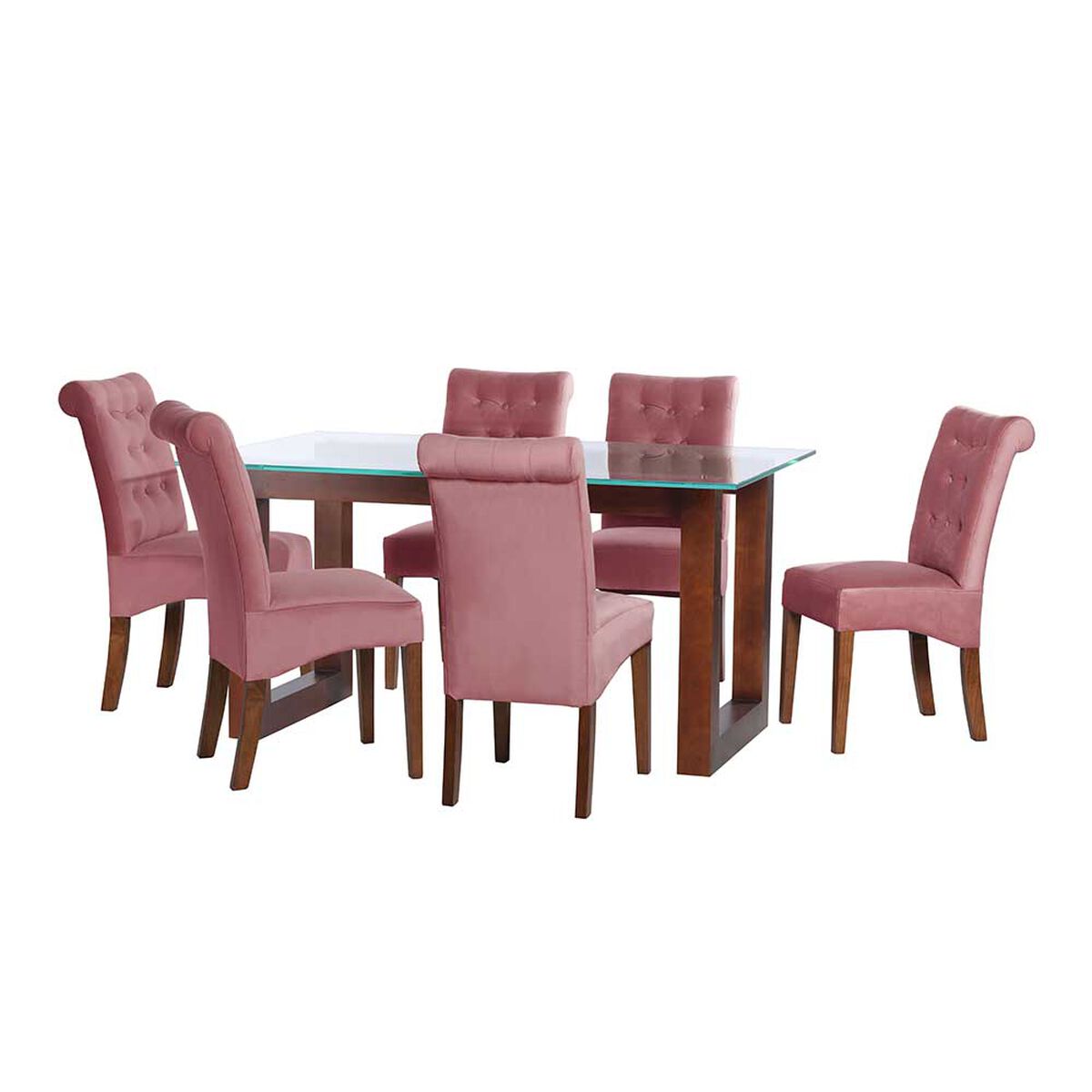 Juego de Comedor Latam Home Pamplona Murcia 6 Sillas Velvet Beige