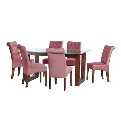 Juego de Comedor Latam Home Pamplona Murcia 6 Sillas Velvet Beige