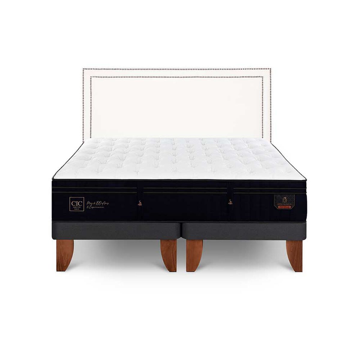 Cama Europea CIC Base Dividida King S&uacute;per Permium + Respaldo Danubio