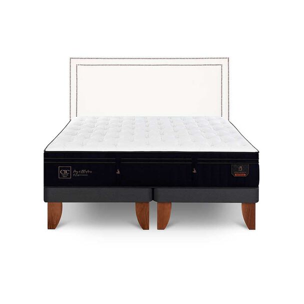 Cama Europea CIC Base Dividida King Súper Permium + Respaldo Danubio