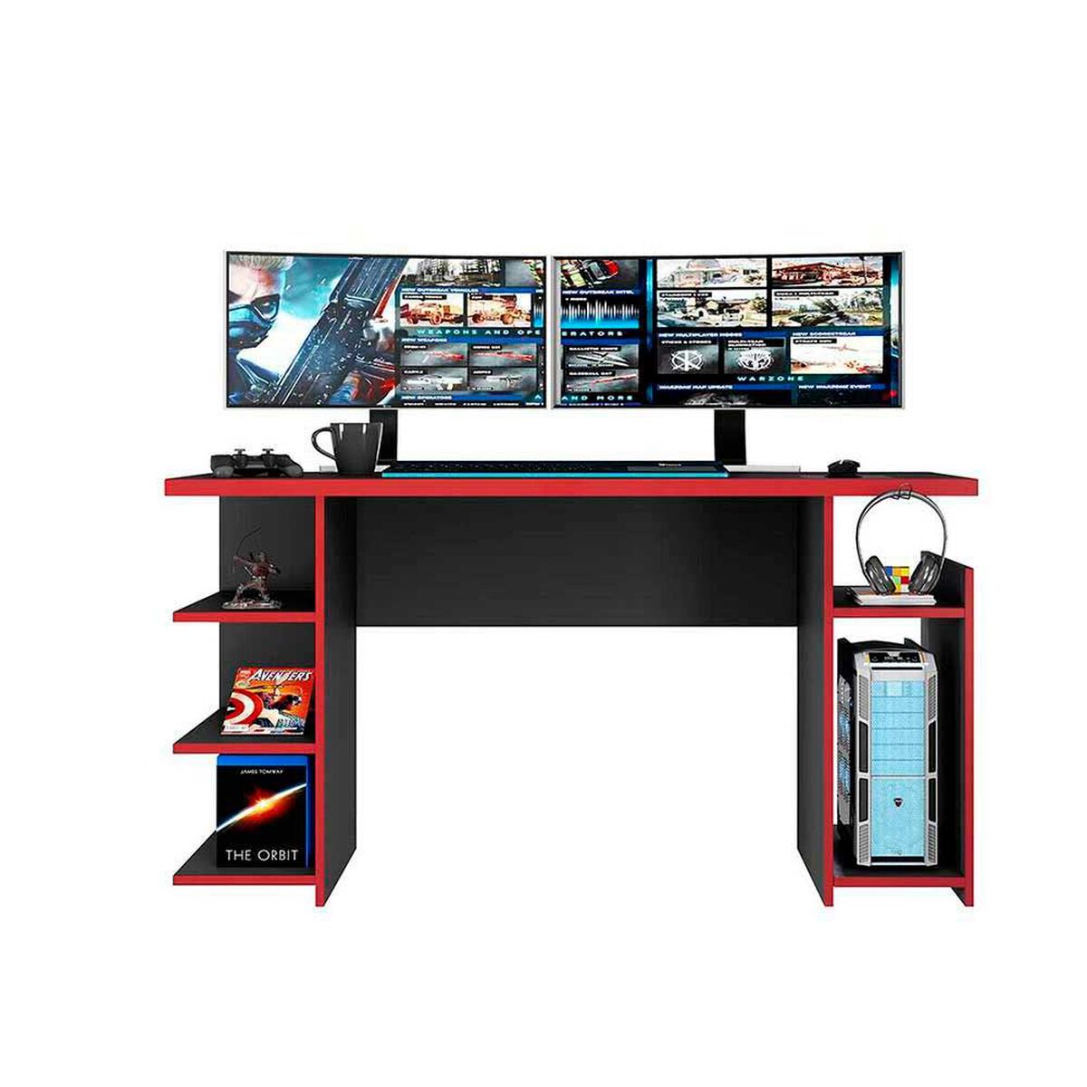 Escritorio Home Mobili Luigi Negro Rojo