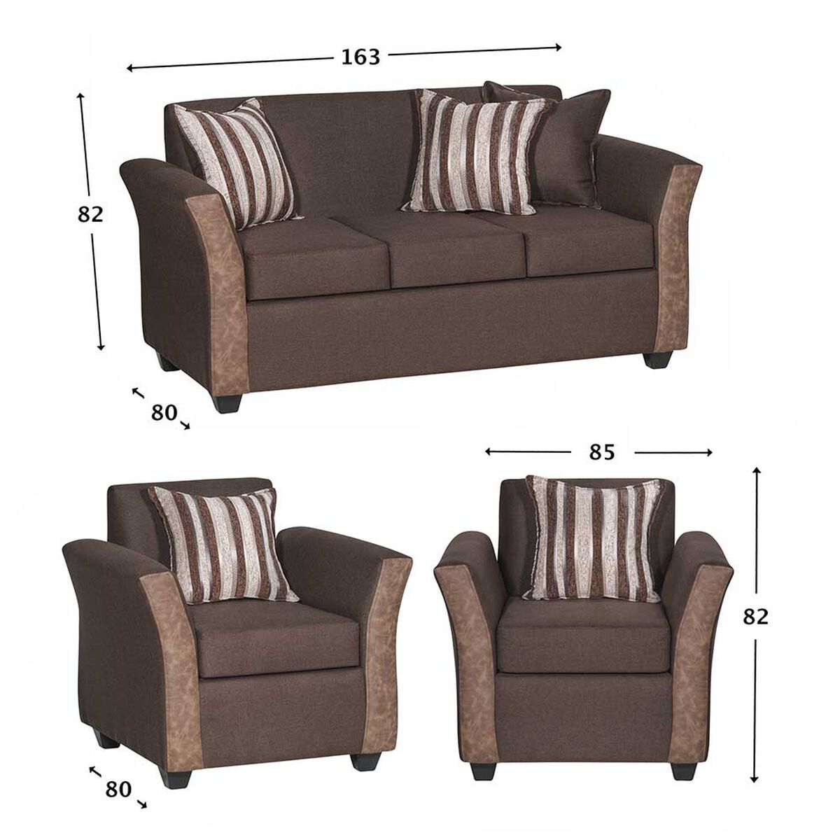 Juego de Living  Muebles M&E Calafquén Sofá 3 Cuerpos + Dos Sillones 1 Cuerpo Chocolate