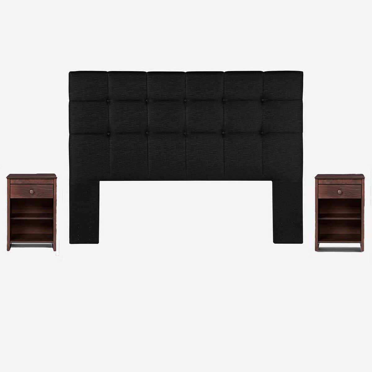 Cama Europea  Rosen Super King New Style 6 Plus + Respaldo + 2 Veladores Ferrara