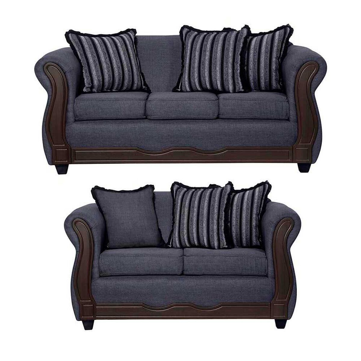 Juego de Living Black Factory Sofia 5 Cuerpos Marengo