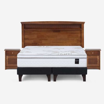 Imagen 1 del producto Cama Europea Rosen Base Dividida 2 Plazas Art 4 + Respaldo + 2 Veladores Veneto