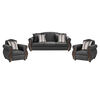 Juego de Living Innovamuebles New Bugambilia Sofá 3 Cuerpos + Dos Sillones 1 Cuerpo Gris Oscuro