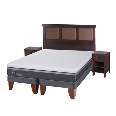 Imagen 2 del producto Cama Europea CIC Base Dividida 2 Plazas Ortopedic Advance + Respaldo + 2 Veladores New Torino Chocolate