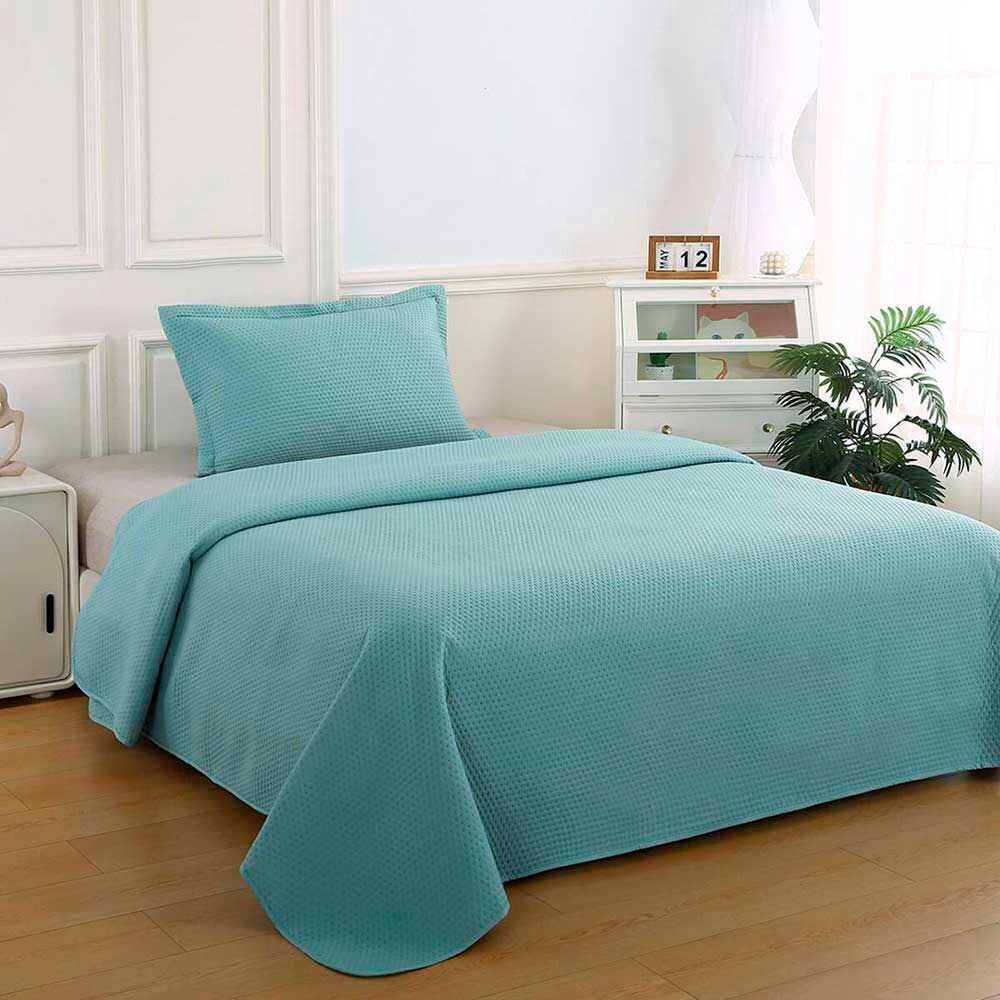 Quilt Liso Illusions 1,5 Plazas Atenas Celeste