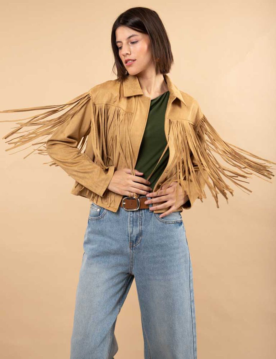 Chaqueta Suede Flecos Mujer Zibel
