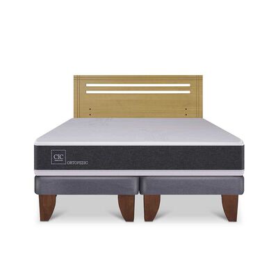 Imagen 1 del producto Cama Europea CIC Base Dividida 2 Plazas Ortopedic + Respaldo Gales Mostaza