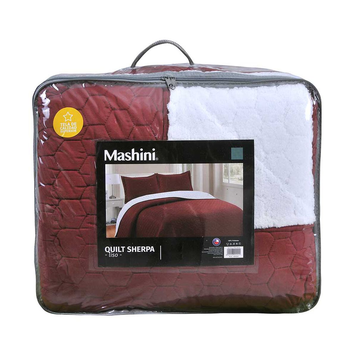 Quilt Liso Mashini 2 Plazas Burdeo