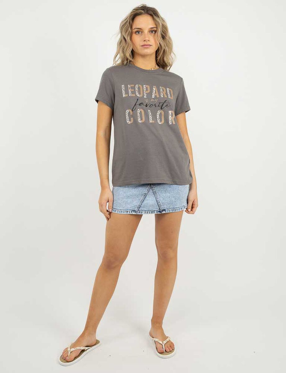 Polera Con Estampado Manga Corta Mujer Icono