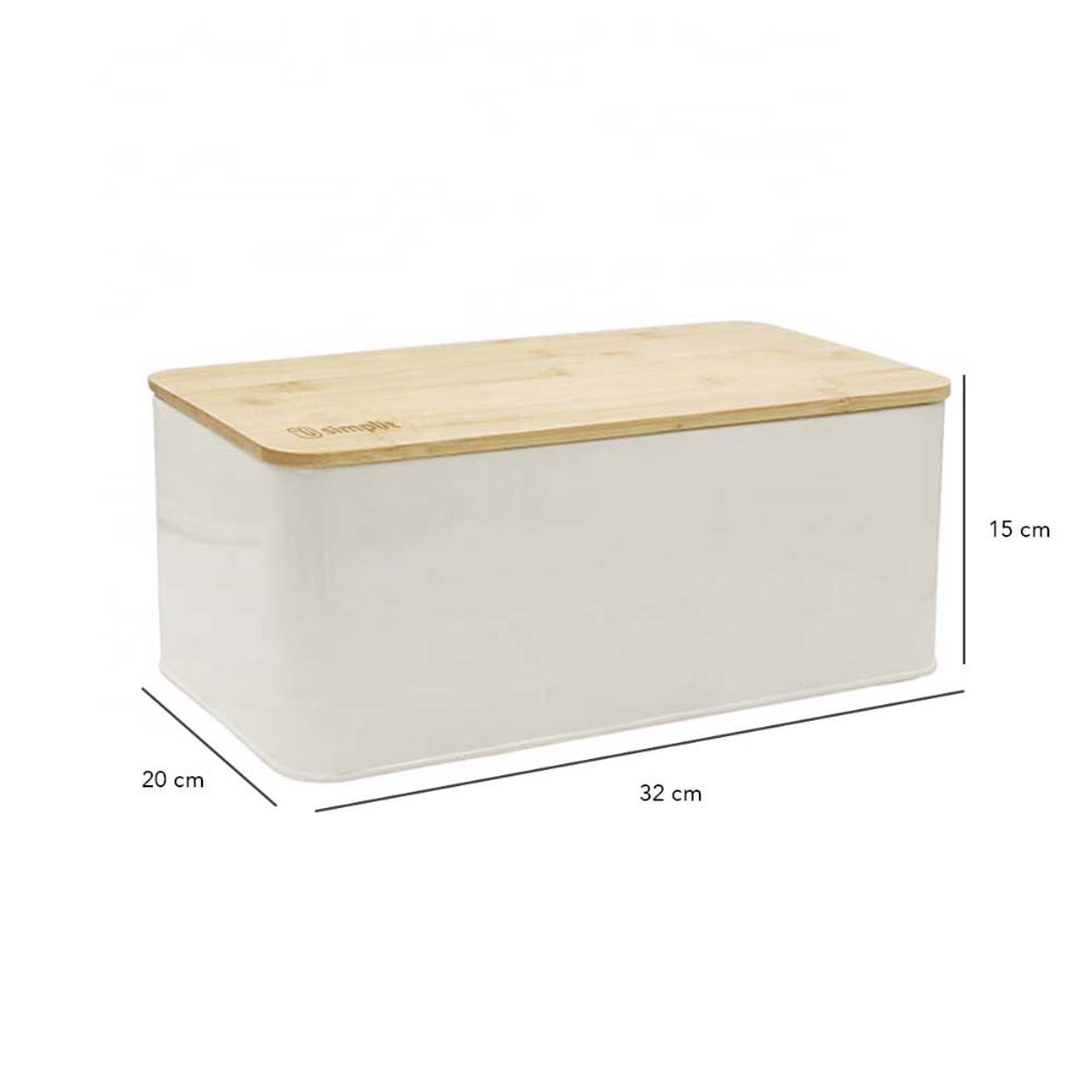 Panera Metálica con Tapa Bamboo Simplit Blanco