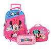Pack Mochila con Ruedas, Estuche y Lonchera Minnie