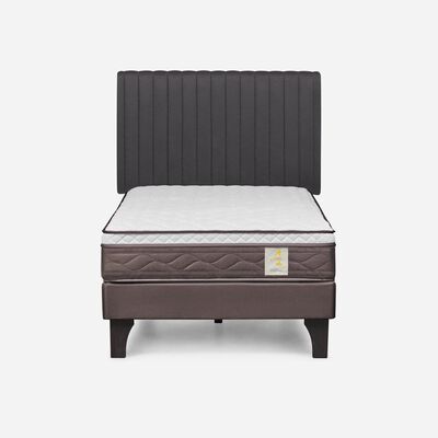 Cama Europea Rosen 1,5 Plazas New Style 4 + Respaldo Grafito