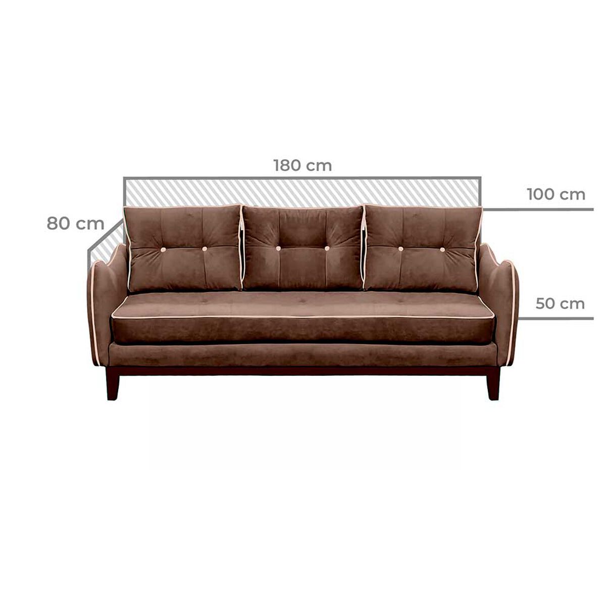 Sofá Living Factory Vintage 3 Cuerpos Café