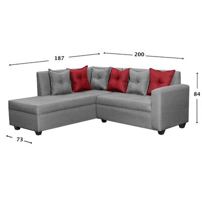 Sofá Seccional Derecho Diseño A&M Home Emilia 5 Cuerpos Gris