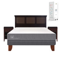 Cama Europea CIC 2 Plazas Smart + Respaldo + 2 Veladores New Torino Chocolate