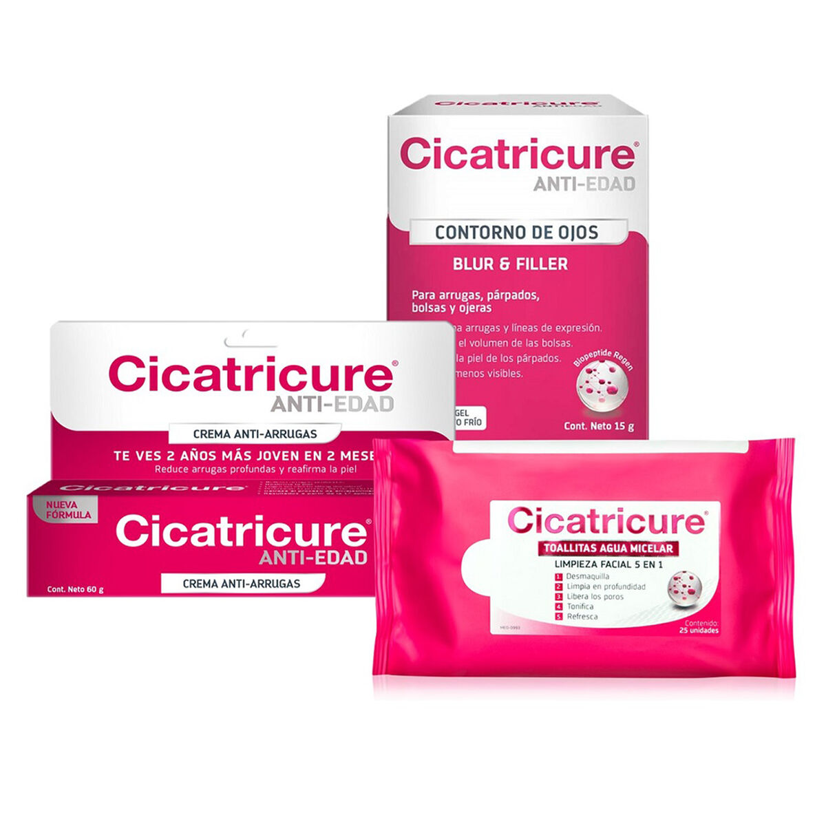 Cicatricure Crema Antiedad + Contorno de Ojos Y Toallitas