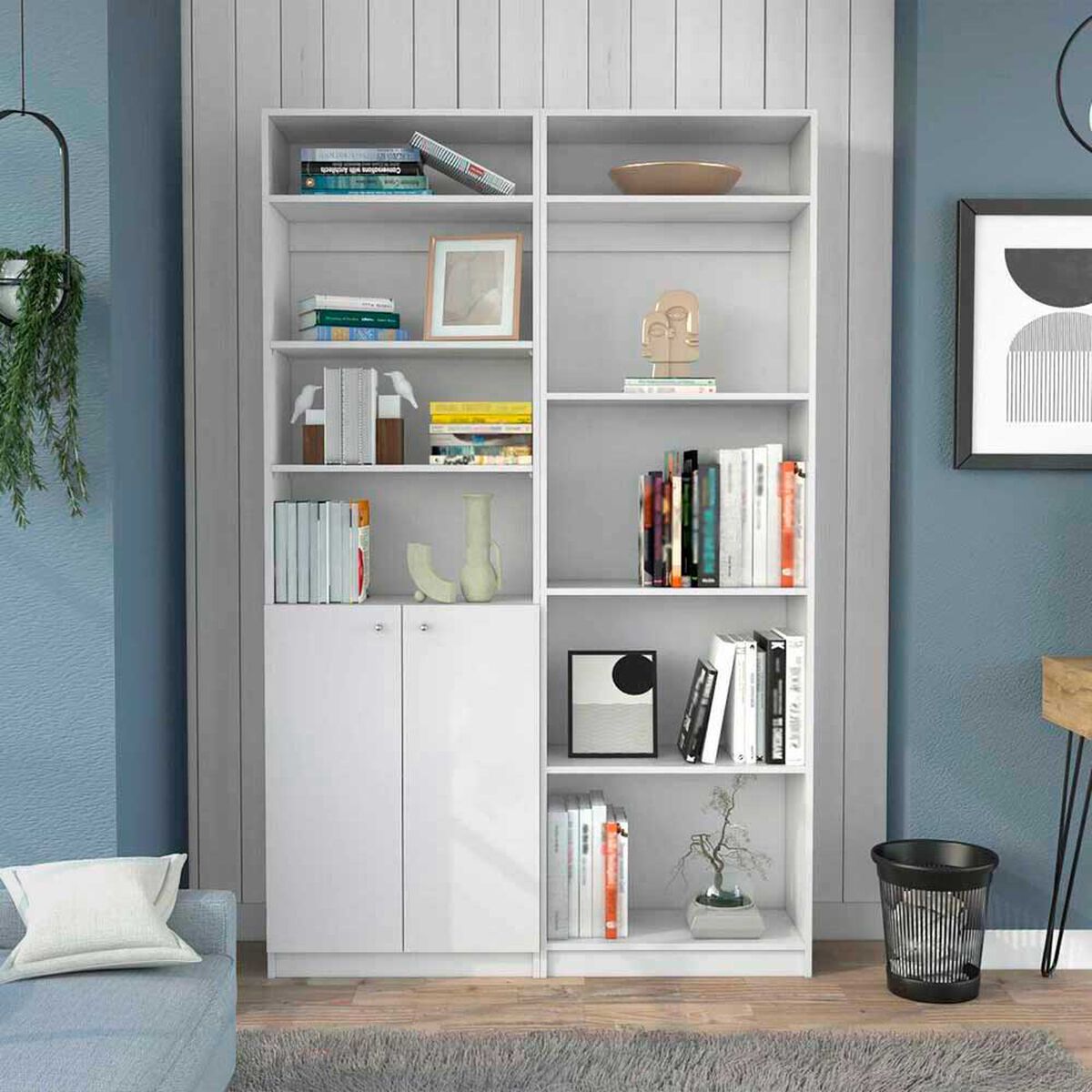 Estante 2 Puertas + Estante 4 Repisas + 2 Complementos TuHome Home Blanco