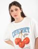 Polera Oversize Con Estampado Manga Corta Mujer Icono