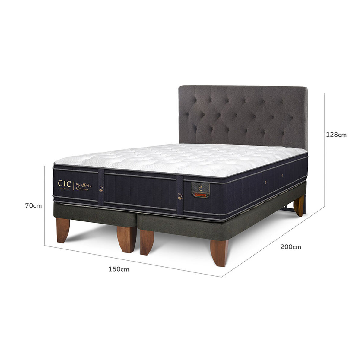 Cama Europea CIC Base Dividida 2 Plazas Grand Premium + Respaldo Kavery