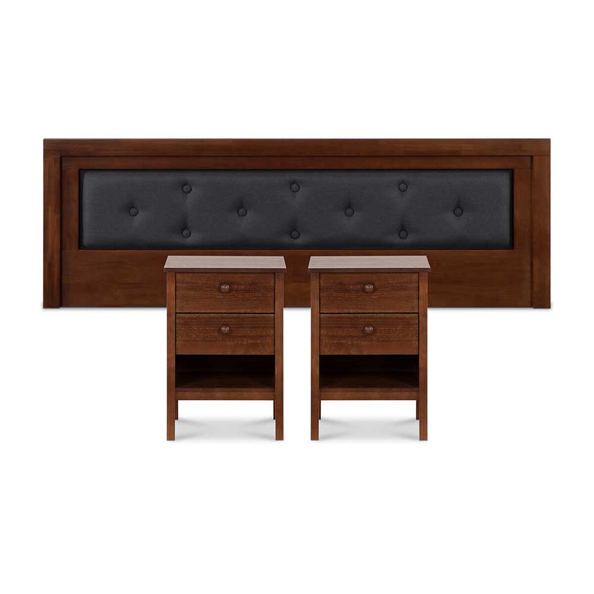 Cama Europea CIC Base Dividida 2 Plazas Anatomic + Respaldo + 2 Veladores CIC 2 Plazas Genova